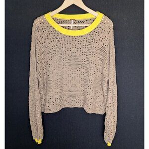 💙 Free People Crochet Oversized Slouchy Sweater Size S/M 100% Cotton Casual Com